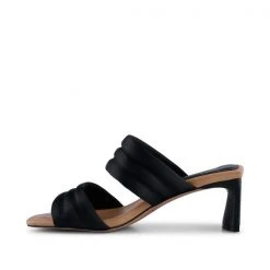 Shoe The Bear Slyvi Padded Strap Heel - Black Satin