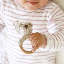 Albetta Light Gray Sonaglio In Maglia Realizzato A Mano Orso