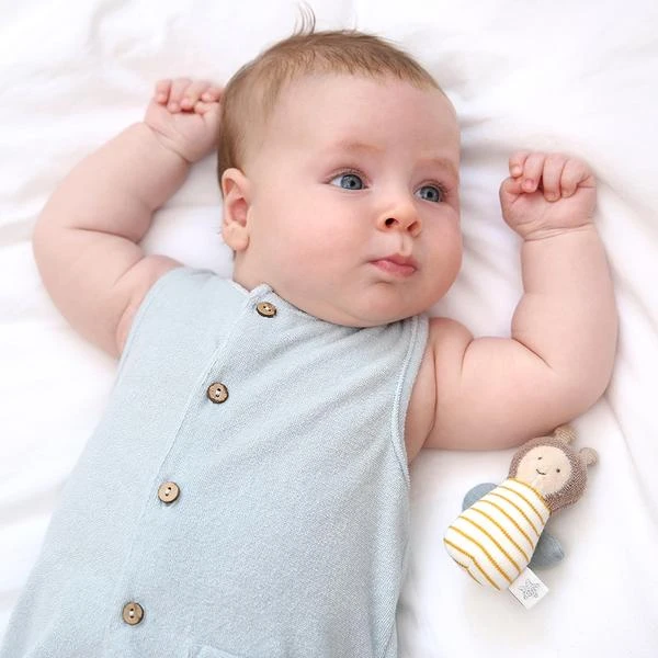 Albetta Blue Towelling Romper With Bee Toy 3 Albetta Blue Towelling Romper With Bee Toy