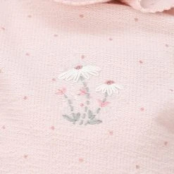 Albetta Light Pink Polka Dots Babygrow With Crocheted Daisies 6-12m