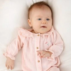 Albetta Muslin Floral Embroirdered Babygrow Romper