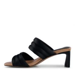 Shoe The Bear Black Satin Sylvi Padded Strap Sandals