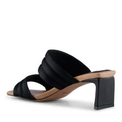 Shoe The Bear Black Satin Sylvi Padded Strap Sandals